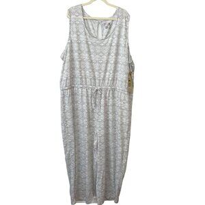 NWT Muk Luks Womens Sleeveless Jumpsuit 4X Gray White